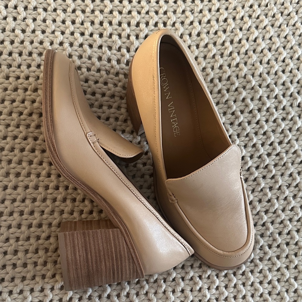 Crown Vintage Caitlin Tan Block Heel Women's Shoes